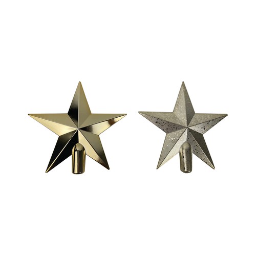 Estrella tope 20 cm decorativa para Árbol de Navidad Brillante y moteado de Oro modelos surtidos, ACTUEL