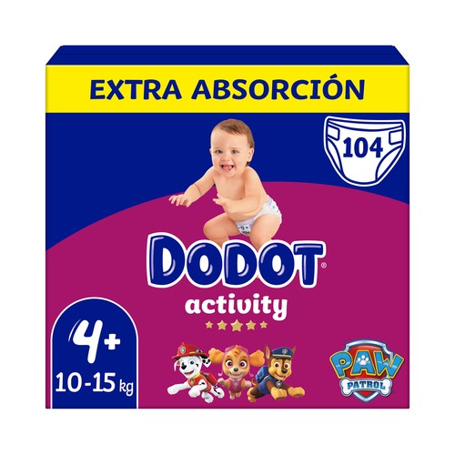 DODOT Activity Pañales talla 4+ (10-15 kg) 104 uds.