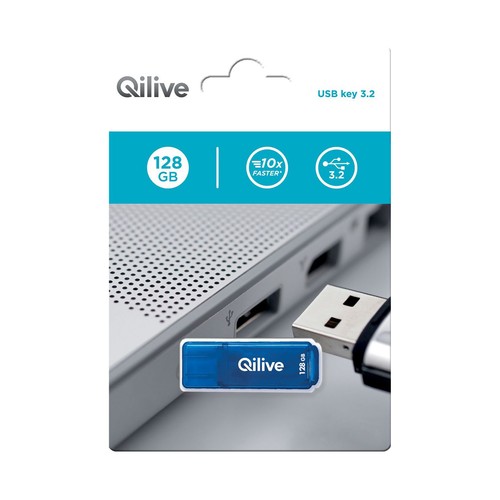 Memoria usb 128GB QILIVE, conexión 3.2.