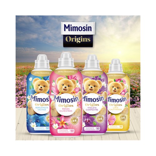 MIMOSIN Origins Suavizante concentrado con aroma a violeta campestre, 50 lavados.