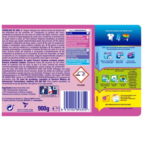 VANISH Activador de lavado en polvo (quitamanchas sin lejía) VANISH OXI ACTION 900 g.