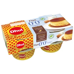 DHUL Flan de huevo al baño Maria, con 0% materia grasa y sin azúcares añadidos DHUL 4 x 100 g.