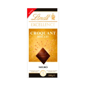 LINDT Chocolate negro excellence croquant biscuit 100 g.