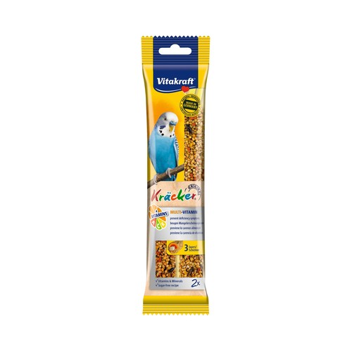 VITAKRAFT Alimento para periquitos con sabor a multivitaminas VITAKRAFT 2 barritas de 60 g.