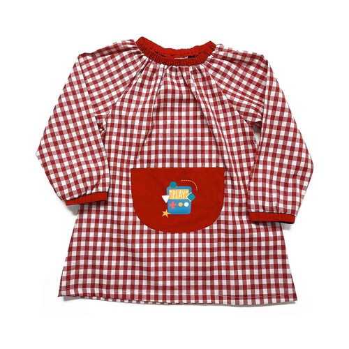 Babi rojo sin botones con estampado en bolsillo, talla 2.
