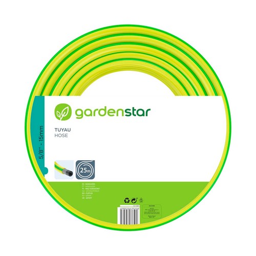 Manguera para riego de 25 metros, con estructura de PVC de 3 capas y 15 milímetros de diámetro GARDEN STAR ALCAMPO.