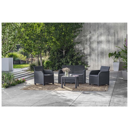 Conjunto jardín con sofá, 2 sillones individuales y mesa, KETER