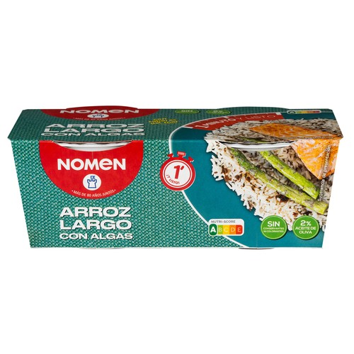 NOMEN Vasitos de arroz largo con algas 2 uds x 125 g