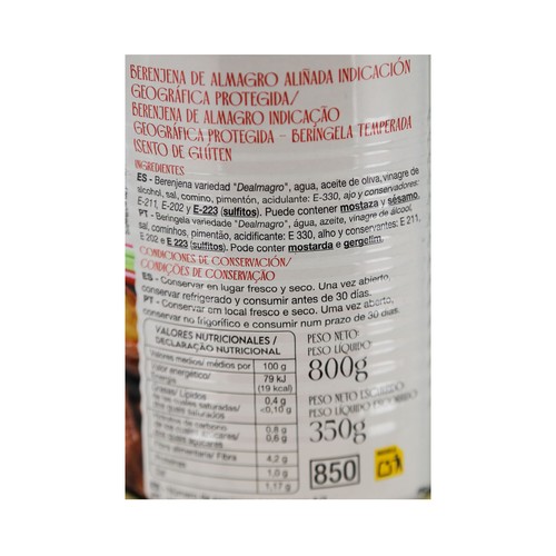 Berenjenas almagro lata 350 g.