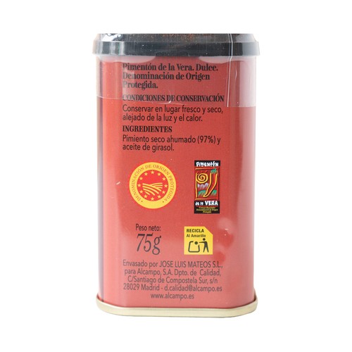 PRODUCTO ALCAMPO Collection Pimentón de la Vera dulce con D.O. Pimento de la Vera 75 g.