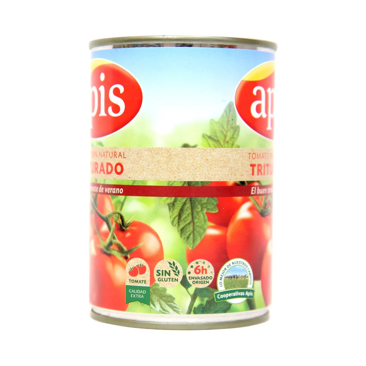 Tomate natural triturado lata de 400 g.