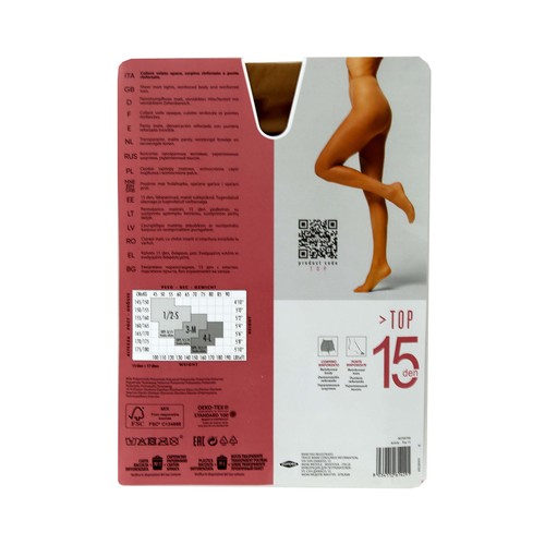 Panty transparente mate, 15den, POMPEA, color ambrato, talla L.