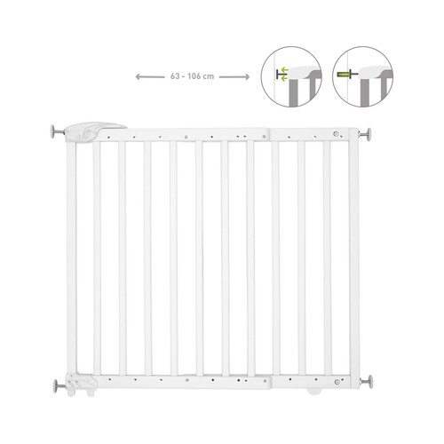 Barrera puerta extensible de 63-106cm, color blanco, BABYMOOV.