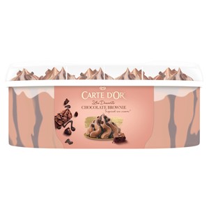 Carte D'or Les Desserts de Frigo Tarrina de Helado de Chocolate con Trocitos de Brownie y Salsa de Chocolate 900 Ml.