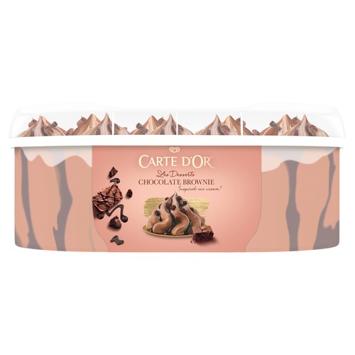 CARTE D'OR Les desserts de frigo tarrina de helado de chocolate con trocitos de brownie y salsa de chocolate 900 ml.