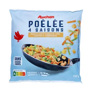 AUCHAN Salteado 4 estaciones (mezcla de veduras y patata prefrita) 750 g. Producto Alcampo.