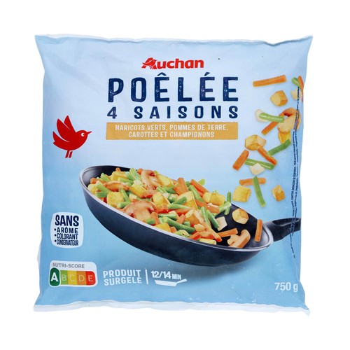 AUCHAN Salteado 4 estaciones (mezcla de veduras y patata prefrita) 750 g. Producto Alcampo.