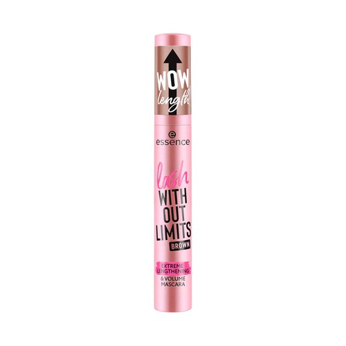 ESSENCE Without limits tono brown Máscara de pestañas efecto volumen y longitud extremos.