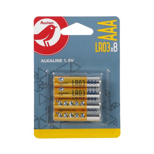 Pack de 8 pilas alcalinas AAA, LR03, 1,5V, PRODUCTO ALCAMPO.