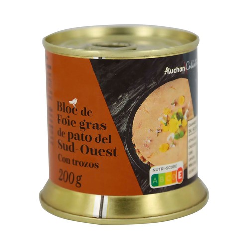 ALCAMPO GOURMET Bloc de foie-gras de pato con trozos e IGP ALCAMPO GOURMET 200 g.