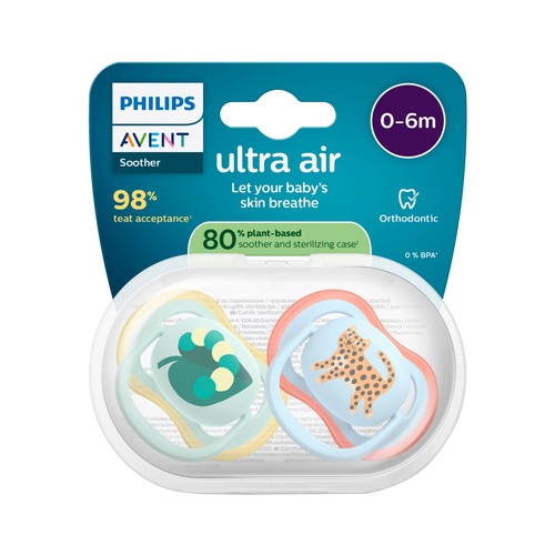 AVENT Ultra air de Philips Chupetes de 0 a 6 meses, con tetina con diseño ortodóntico 2 uds.