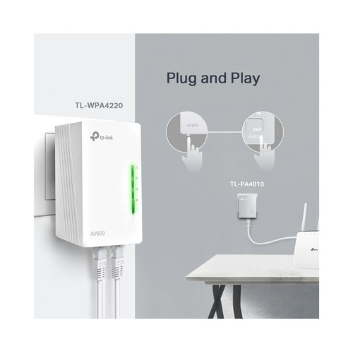 Kit Extensor Powerline WiFi TP-LINK TL-WPA4221 KIT, AV600, Wifi N300, 2 puertos Ethernet.