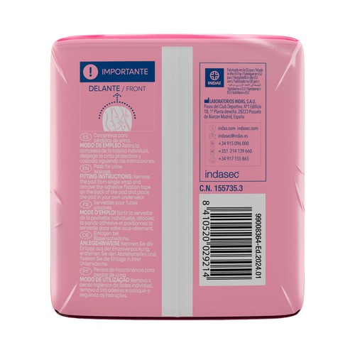 INDASEC Discreet Compresas de incontinencia microplus para pérdidas de orina leves 16 uds.