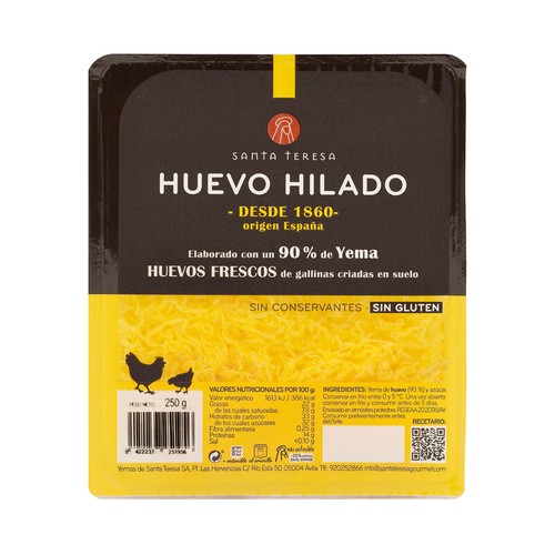 SANTA TERESA Huevo hilado elaborado con un 90% de yema y sin gluten SANTA TERESA 250 g.