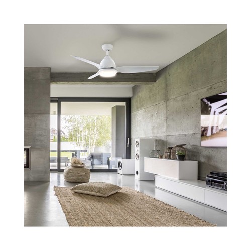 Ventilador de techo con luz Led SULION Limbo, motor DC, luz regulable, diámetro 132cm, mando a distancia.