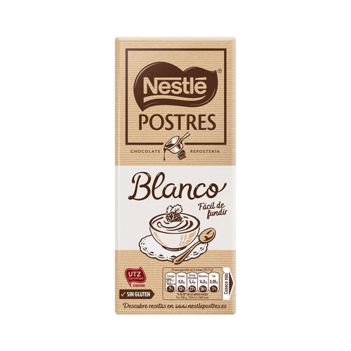 Chocolate blanco especial postres, NESTLÉ 180 g.