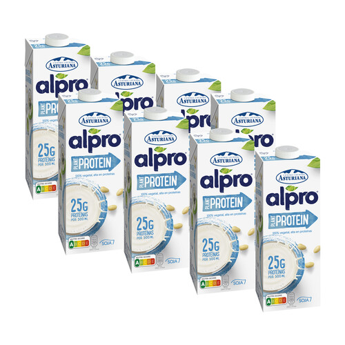 Bebida de soja 100% vegetal, con alto contenido en proteínas (25g x 500 ml) ALPRO 8 x 1 l.