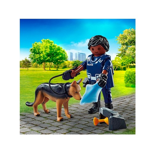 PLAYMOBIL Special Plus Policía con perro rastreador y botín oculto.