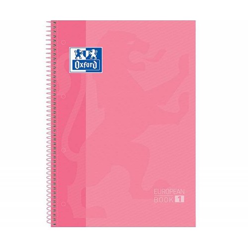 Cuaderno tamaño A4, 80 hojas con cuadrículas de 5 x 5, tapa extradura, color rosa chicle, OXFORD