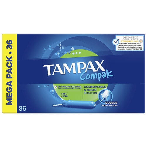 TAMPAX Tampones súper con aplicador TAMPAX Compak 36 uds.