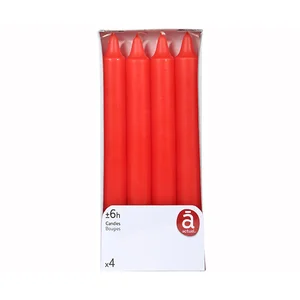 Velas de candelabro 4 unidades de color rojo, ACTUEL.