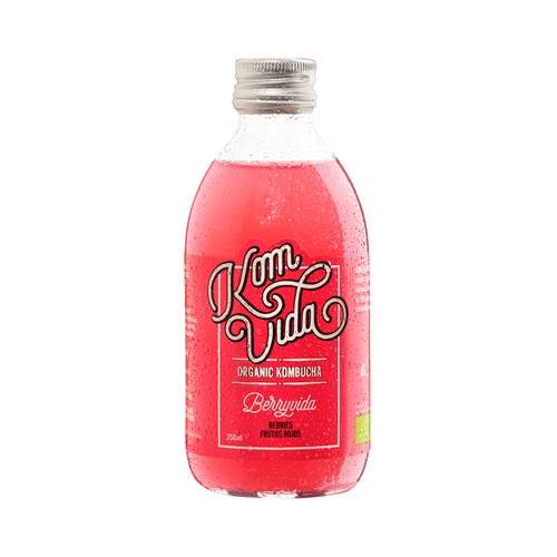 Kombucha (bebida a partir de té) ecológica frutos rojos KOMVIDA 250 ml.
