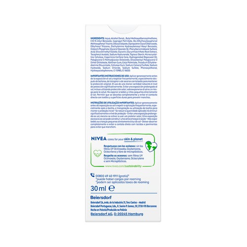 NIVEA Sun Sérum UV facial diario con FPS 50+ (muy alto) 30 ml.