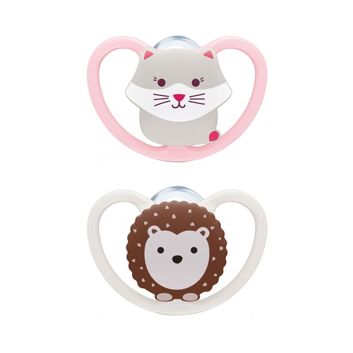 NUK Chupetes con tetina de silicona y forma anatómica, (0-6 meses) NUK Space 2 uds.