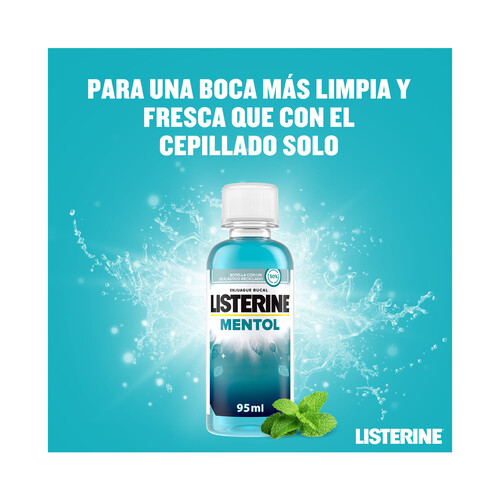 LISTERINE Enjuague bucal de uso diario con sabor mentol LISTERINE 95 ml.