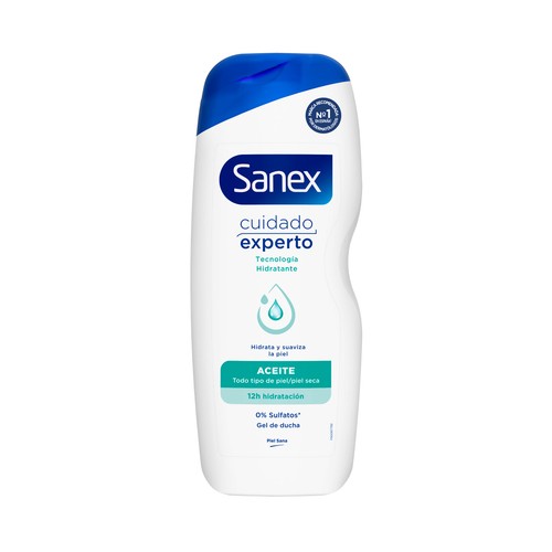 SANEX Cuidado experto aceite Gel hidratante para ducha o baño, para pieles secas 600 ml.