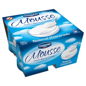 Imagen de DANONE Mousse de yogur natural azucarado, elaborada sin gluten DANONE 4 x 65 g.