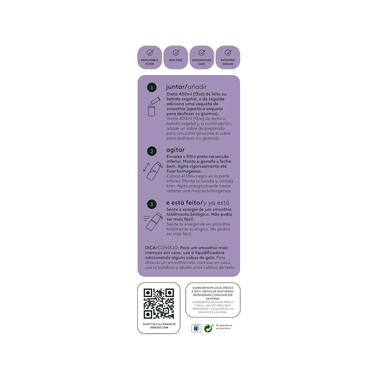 Mezcla de proteina vegetal con cacao en polvo 36 g.