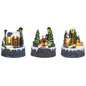 Imagen de Escenas de pueblos 10,5 cm, 2 LED a pilas incluidas, modelos surtidos, ACTUEL.