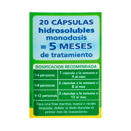 WC NET Desatascador de fosas sépticas 20 bolsas 360 gr,