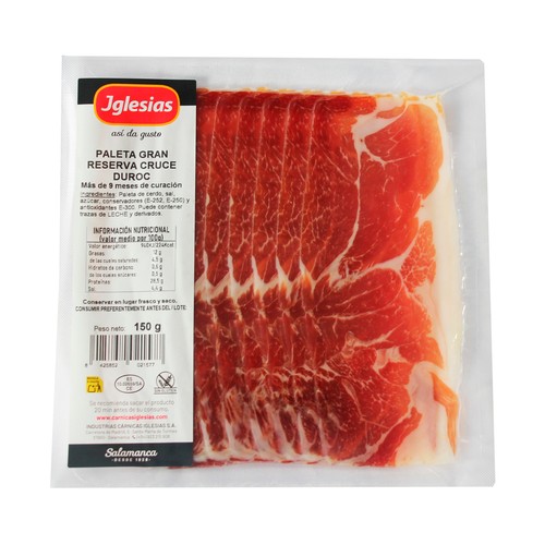 IGLESIAS Paleta gran reserva (más de 9 meses de curación), 50% cruce Duroc, cortada en lonchas 150 g.