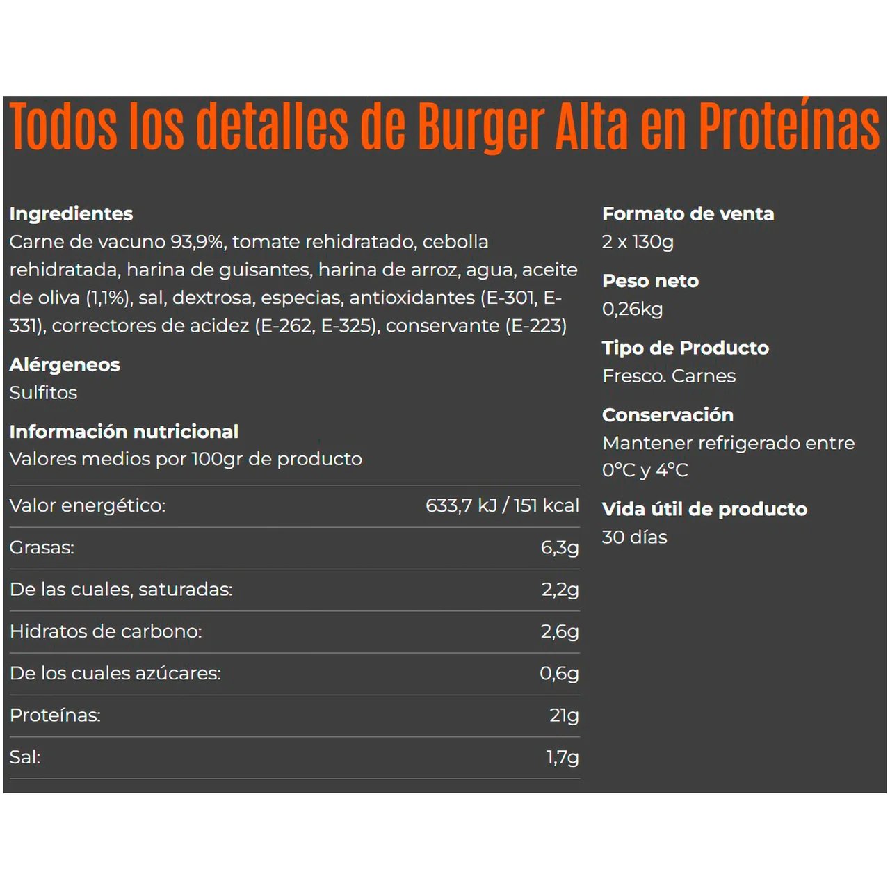 Burguer alta en proteínas bipack 2 x 130 g.
