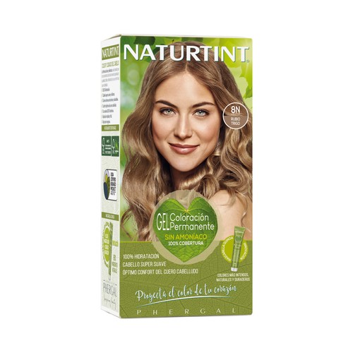 NATURTINT Gel de coloración permanente sin amoníaco, tono 8N rubio trigo NATURTIN.