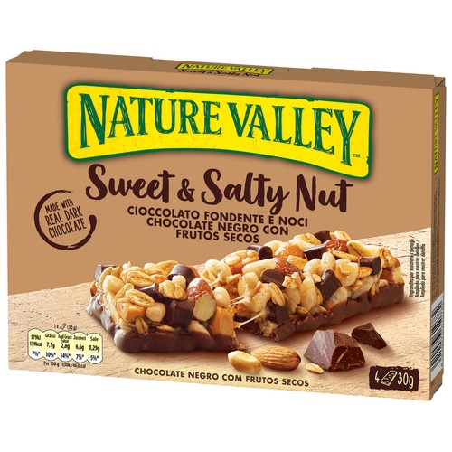 NATURE VALLEY Barritas de frutos secos con chocolate negro pack 4 uds. x 30 g.