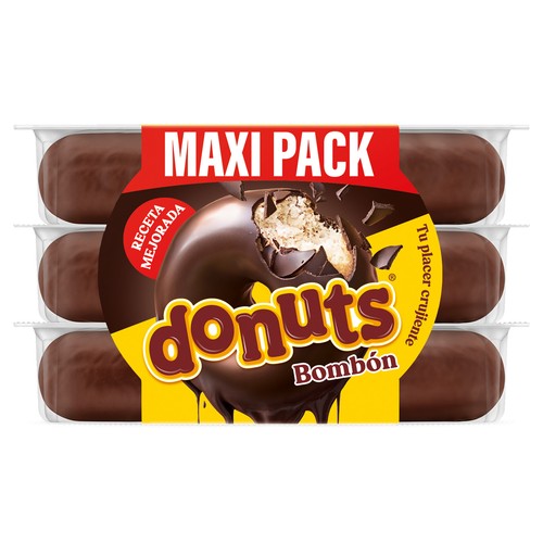 DONUTS Bombón Rosquillas cubiertas de chocolate 6 uds 330 g.