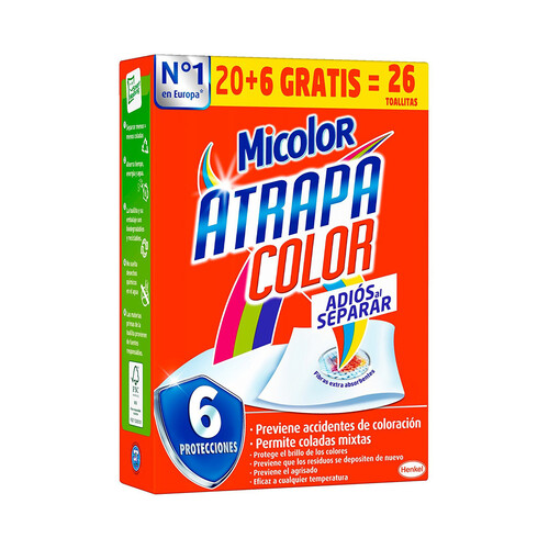 MICOLOR Toallitas antidecoloración para lavadoras atrapacolor 20 uds.
